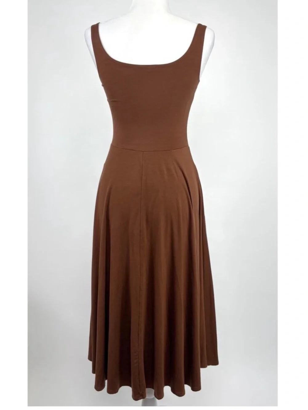 Reformation Rou Knit Dress Brown Sleeveless Fit Flare Midi Dress small - Picture 4 of 9
